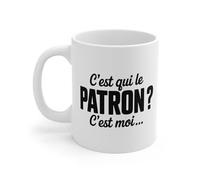 Teecustom Tasse Humour Patron - Mug “C’est qui le Patron ? C’est moi” - Cadeau Chef, Collègue ou Manager - 325ml Original et Drôle