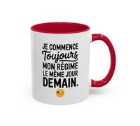 Teecustom Tasse Humour Régime Demain - Mug Smiley Clin d’Œil Drôle - Cadeau Motivation et Autodérision 325ml