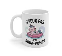 Teecustom Tasse J’peux Pas J’ai Aqua-Poney - Mug Licorne Mignonne Piscine - Cadeau Humour Kawaii Fantaisie Céramique 325ml