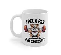 Teecustom Tasse J’peux Pas J’ai Crossfit - Mug Bulldog Haltères Muscu - Cadeau Humour Sport Fitness 325ml Céramique