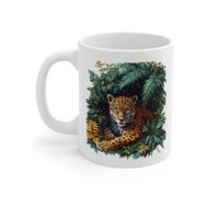Teecustom Tasse Jaguar Jungle Tropicale - Mug Céramique 325 ml - Design Animalier Artistique et Exotique