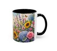 Teecustom Tasse Jardin Fleuri avec Colibris - Mug Floral Printemps Nature et Papillons - Design Coloré 325ml