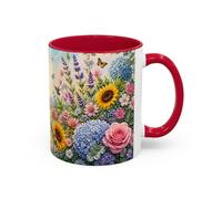 Teecustom Tasse Jardin Fleuri avec Colibris - Mug Floral Printemps Nature et Papillons - Design Coloré 325ml