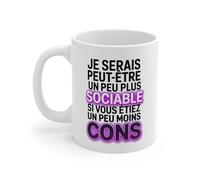 Teecustom Tasse Je Serais Plus Sociable - Mug Humour - Cadeau Direct Céramique 325ml Idée cadeau amusant