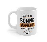 Teecustom Tasse Je Suis De Bonne Humeur Alors Ta Gueule - Mug Humour Sarcastique Vintage - Cadeau Drôle Homme Femme 325ml