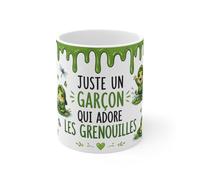 Teecustom Tasse Juste Un Garçon Qui Adore Les Grenouilles - Mug Grenouille Kawaii Garçon Casquette Nénuphar - Cadeau Enfant Homme 325ml
