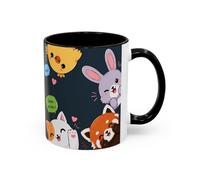 Teecustom Tasse Kawaii Animaux Mignons - Mug Cute avec Chat Panda Lapin Renard et Messages Bonjour - Style Japonais 325ml