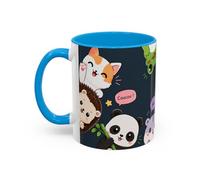 Teecustom Tasse Kawaii Animaux Mignons - Mug Cute avec Chat Panda Lapin Renard et Messages Bonjour - Style Japonais 325ml