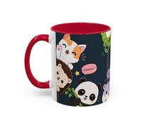 Teecustom Tasse Kawaii Animaux Mignons - Mug Cute avec Chat Panda Lapin Renard et Messages Bonjour - Style Japonais 325ml
