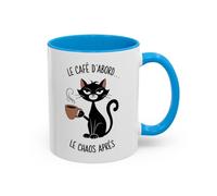 Teecustom Tasse Le Café D’Abord Le Chaos Après - Mug Chat Humour - Cadeau Amoureux des Chats - Céramique 325ml