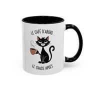 Teecustom Tasse Le Café D’Abord Le Chaos Après - Mug Chat Humour - Cadeau Amoureux des Chats - Céramique 325ml