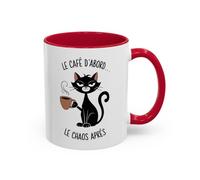 Teecustom Tasse Le Café D’Abord Le Chaos Après - Mug Chat Humour - Cadeau Amoureux des Chats - Céramique 325ml