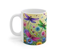 Teecustom Tasse Libellules Colorées - Mug Floral Nature - Cadeau Femme Homme Enfant 325ml