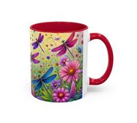 Teecustom Tasse Libellules et Fleurs Colorées - Mug Nature Printemps et Jardin Fleuri - Design Artistique Floral - Céramique 325ml