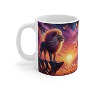 Teecustom Tasse Lion Céleste & Soleil - Mug Panoramique Puissant & Spirituel - Cadeau Animal Totem Céramique 325ml