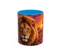 Teecustom Tasse Lion Tropical - Mug Safari avec Lion Majestueux, Fleurs Exotiques et Couché de Soleil Africain - Design Jungle 325ml