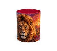 Teecustom Tasse Lion Tropical - Mug Safari avec Lion Majestueux, Fleurs Exotiques et Couché de Soleil Africain - Design Jungle 325ml