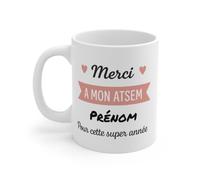 Teecustom Tasse Merci ATSEM - Mug Cadeau Fin d’Année Scolaire - Message Doux pour Assistante Maternelle 325ml