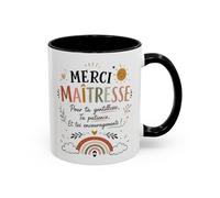 Teecustom Tasse Merci Maîtresse - Mug Bohème Arc-en-Ciel - Cadeau Maîtresse École Femme 325ml