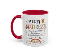 Teecustom Tasse Merci Maîtresse - Mug Bohème Arc-en-Ciel - Cadeau Maîtresse École Femme 325ml