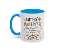 Teecustom Tasse Merci Maîtresse - Mug Bohème Arc-en-Ciel - Cadeau Maîtresse École Femme 325ml