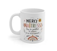 Teecustom Tasse Merci Maîtresse - Mug Cadeau Maîtresse École Maternelle Primaire - Cadeau Femme 325ml