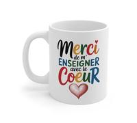 Teecustom Tasse Merci Professeur 325ml - Mug Céramique “Merci de m’enseigner avec le cœur” - Cadeau Original Maître Maîtresse Éducateur