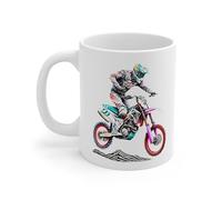 Teecustom Tasse Motocross Saut - Mug Pilote Moto Cross Numéro 9 - Cadeau Motard Offroad Freestyle, Enduro, Course Dirt Idée cadeau pour enfant et adulte