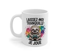 Teecustom Tasse Ours Gamer - Mug Laissez-Moi Tranquille Je Joue - Cadeau Drôle Geek pour Homme ou Femme (Paresseux)