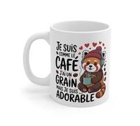 Teecustom Tasse Panda Roux Drôle - Mug Café « J’ai un grain » - Cadeau Humour Mignon et Original 325ml