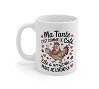Teecustom Tasse Panda Roux Drôle - Mug Café « J’ai un grain » - Cadeau Humour Mignon et Original 325ml (Tante)