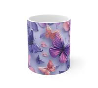 Teecustom Tasse Papillons et Fleurs Mug Pastel Violet Rose Idée Cadeau Féminin Zen Nature Poétique