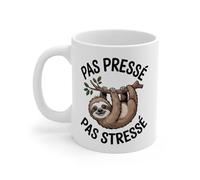 Teecustom Tasse Paresseux Humour - Mug Pas Pressé Pas Stressé - Cadeau Détente Relax 325ml