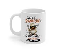 Teecustom Tasse Pas De Panique J’Ai Regardé Un Tuto Sur Internet - Mug Humour Bricolage Canard - Cadeau Homme Femme 325ml