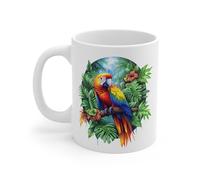 Teecustom Tasse Perroquet Tropical Artistique - Mug Céramique 325 ml - Design Jungle Exotique et Coloré