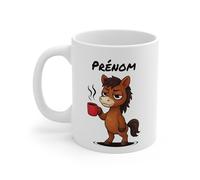 Teecustom Tasse Personnalisable Abeille Fatiguée - Mug Humour Café Matin Difficile - Cadeau Drôle Prénom 325ml etc (Cheval)