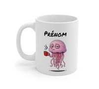 Teecustom Tasse Personnalisable Abeille Fatiguée - Mug Humour Café Matin Difficile - Cadeau Drôle Prénom 325ml etc (Méduse)