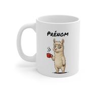 Teecustom Tasse Personnalisable Abeille Fatiguée - Mug Humour Café Matin Difficile - Cadeau Drôle Prénom 325ml etc (Lama)