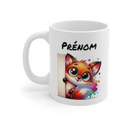 Teecustom Tasse Personnalisable Agneau Mignon - Mug Prénom Illustration Colorée - Cadeau Animal Doux Bohème 325ml (Renard)