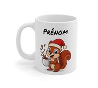 Teecustom Tasse Personnalisable Calimero Poussin Noël - Mug Prénom Festif Flocons Mignon 325ml - Cadeau Original Café (écureuil)