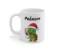 Teecustom Tasse Personnalisable Calimero Poussin Noël - Mug Prénom Festif Flocons Mignon 325ml - Cadeau Original Café (Tortue)