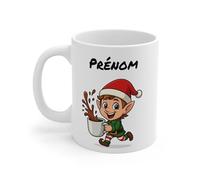 Teecustom Tasse Personnalisable Calimero Poussin Noël - Mug Prénom Festif Flocons Mignon 325ml - Cadeau Original Café (Lutin)