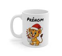 Teecustom Tasse Personnalisable Calimero Poussin Noël - Mug Prénom Festif Flocons Mignon 325ml - Cadeau Original Café (Lionceau)