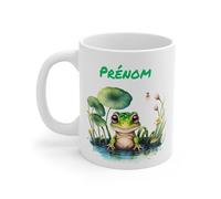Teecustom Tasse Personnalisable Grenouille Étang - Mug Prénom Aquarelle Nature Zen Cadeau Poétique 325ml Idée cadeau pour enfant et adulte