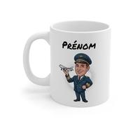 Teecustom Tasse Personnalisable Pilote 325ml - Mug Céramique Avion Cartoon avec Prénom - Cadeau Original Aviation Homme