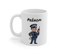 Teecustom Tasse Personnalisable Policier 325ml - Mug Céramique Cartoon avec Prénom - Cadeau Original Homme Police Sécurité