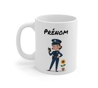 Teecustom Tasse Personnalisable Policière 325ml - Mug Céramique Cartoon avec Prénom - Cadeau Original Femme Police Sécurité