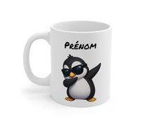 Teecustom Tasse Poule qui Dab Personnalisable - Mug Humoristique avec Prénom - Cadeau Original Poule Fun (Pingouin)