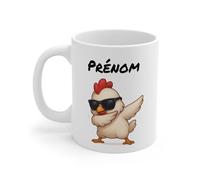 Teecustom Tasse Poule qui Dab Personnalisable - Mug Humoristique avec Prénom - Cadeau Original Poule Fun