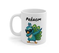 Teecustom Tasse Poule qui Dab Personnalisable - Mug Humoristique avec Prénom - Cadeau Original Poule Fun (Paon)